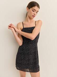 Nöista 女士可爱迷你连衣裙圆点印花夏季休闲装度假欧洲夏季 7 月 4 日连衣裙 - 黑色 - 查看 4