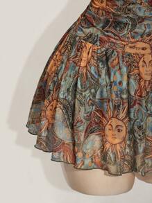 SHEIN ICON 大码褶饰低腰佩斯利印花吊带连衣裙，夏季连衣裙，适合音乐节、Y2K、毕业季和返校季、暑假 - 彩色 - 查看 7