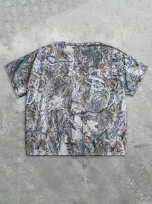 Manfinity 2pcs Men's Tree Branch Print T-Shirt & Pants Set - Multicolor - View 2