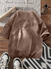 Tseoso Casual Loose Western Cowgirl Style Vintage Washed 100% Cotton Round Neck Short Sleeve T-Shirt For Women, Suitable For Summer Suitable For Going Out