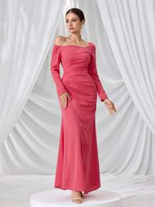 Coutiva Women's Formal Evening Dress,Heavy-Embroidered Design Party Gown For Wedding Guest,Birthday Outfit,Summer Casual Formal Dress - Hot Pink - View 3
