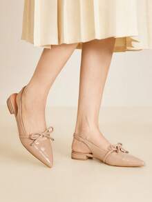 MOTF PREMIUM ZAPATOS PLANOS CON PUNTA PUNTIAGUDA Y DETALLE DE LAZO - Albaricoque - Ver 1