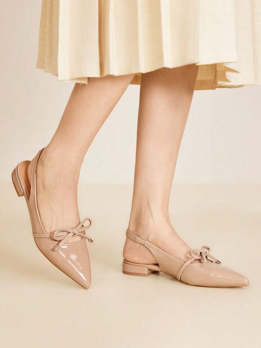 MOTF PREMIUM ZAPATOS PLANOS CON PUNTA PUNTIAGUDA Y DETALLE DE LAZO - Albaricoque - Ver 1