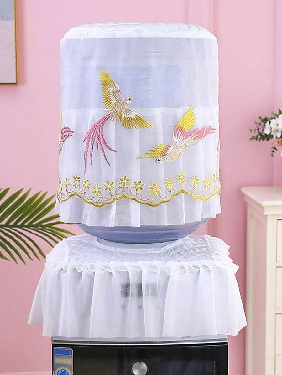 2pcs/Set Embroidered Lace Water Dispenser Cover Household Accessory Set,Bag,Organizer,Storage,Home Decor - one-size - View 1