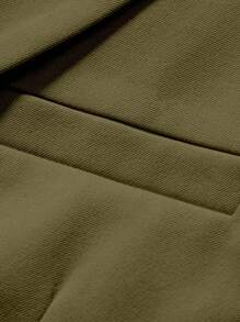 Manfinity Mode Bộ vest nam màu trơn cổ ve kép cài khuy và quần - xanh quân đội - Xem 3