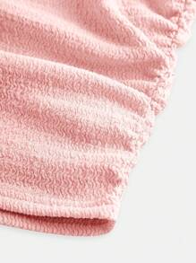 Girlism Teen Girl Light Pink Summer Casual Holiday 2-Piece Set Pleated Texture Cropped Halter Top And Wide Leg Pants,Apricot Solid Color Outfit For Outings - Pink - View 10