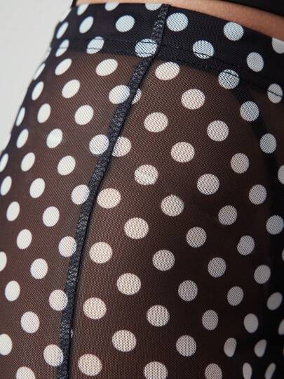 ROMWE Avant Mallas ajustadas de mujer con diseño de lunares en malla de estilo sexy y a la moda