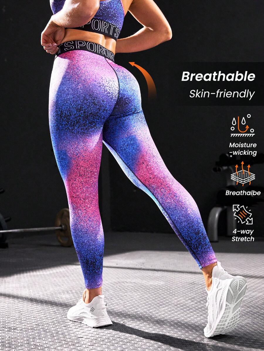 Powerista Women's Letter Print Patchwork Minimalist Casual Sports Leggings