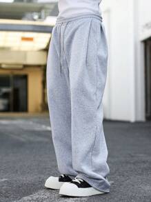 Manfinity Hypemode 男士抽绳腰阔腿运动裤，Y2k 黑色宽松裤