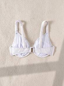 Swim DD+ Women's Sexy Summer Wire-Rimmed DD+ Cup Textured Ruched Strap Swimsuit Top - White - View 4