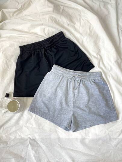 2 piezas Pantalones cortos casuales para mujer, aptos para primavera y verano