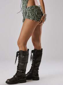 MUSERA Shorts mini con lentejuelas esponjosos, para verano, vacaciones, Ibiza, festivales, fiestas, chica cool en otoño e invierno