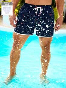 Manfinity VDAYZ Pantalones cortos casuales de playa para hombre con cordón en la cintura e impresión de ancla