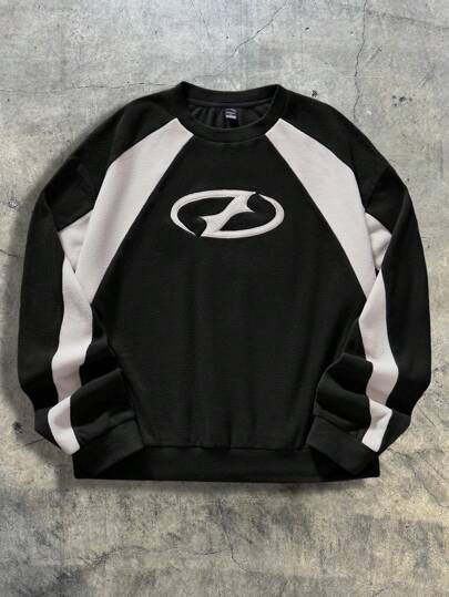 AXEPEAK 男士宽松针织长袖套头卫衣，街头风，秋冬款，情侣装