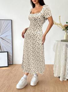 SHEIN Unity Women's Casual Ditsy Floral Square Neck Dress, Summer - Multicolor - View 5