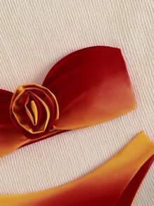 Swim Mod 夏季海滩渐变色抹胸比基尼套装聚拢泳衣女士泳装女士比基尼套装 - 彩色 - 查看 3