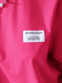SHEIN 2pcs/Set Teen Girl Knitted Solid Color T-Shirt And Shorts Set, Mauve - Hot Pink - View 6