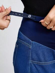 SHEIN Vaqueros casuales rectos y sueltos para maternidad con bolsillos