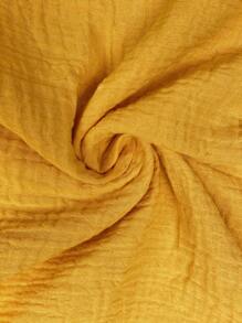 SHEIN LUNE 大码女式休闲宽松纹理黄色喇叭形双层袖衬衫