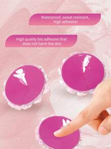 SHEIN 1 对花卉造型实用可重复使用硅胶奶瓶盖，简约设计 - 粉色 - 查看 3