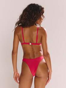Musera Resort High Leg Cheeky Back Boho Cute Sexy Bikini Bottoms Only Ibiza Vacation Summer Beach Swimwear Spring Renaissance Solid Colour - Red - View 2
