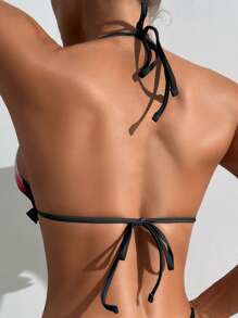 Swim Vcay 女士泳衣上衣，莲花印花，性感吊带三角比基尼泳装 - 彩色 - 查看 2