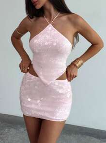Aloruh Women Two Pieces Outfits For Daily Wear - Pink - View 4