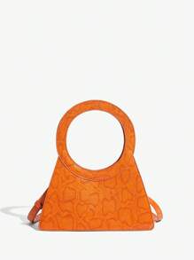 SHEIN SXY 女士，女式手提包，斜挎包，橙色，蛇纹PU，动物印花，圆形手柄，时尚，优雅，简约，个性化，多功能，经典，适合通勤，办公室，约会，日常，购物，下午茶，鸡尾酒会，派对，舞会，俱乐部，约会，生日，晚会，约会之夜