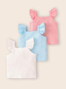 SHEIN 新生女婴条纹蕾丝心形印花上衣，柔软棉混纺，休闲时尚，适合0-3个月宝宝，春夏季，非常适合居家、外出、摄影上衣 - 彩色 - 查看 2