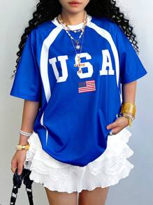 Women's Casual Independence Day USA Stylish Streetwear Basketball Jersey - Multicolor - View 1