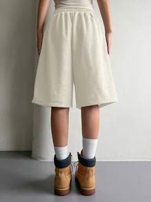 DAZY Women's Solid Color Elastic Waist Drawstring Shorts, Fashionable For Summer
