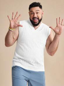 EASEVO 大码男士休闲修身圆领无袖针织背心，适合夏季、上学