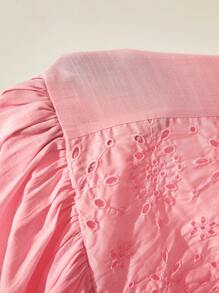 Easelle Abito a portafoglio casual e da vacanza estivo per donna, con ricami di occhielli rosa