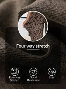 SHEIN Maternity Leopard Print Elastic Waist Adjustable Skinny Jeans - Dark Wash - View 10