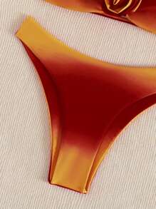 Swim Mod 夏季海滩渐变色抹胸比基尼套装聚拢泳衣女士泳装女士比基尼套装 - 彩色 - 查看 4