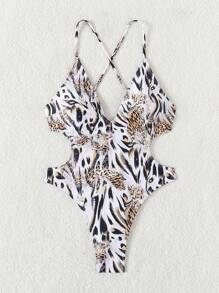 Swim Vcay Women's All-In-One Printed One-Piece Swimsuit (Random Print) For Summer Beach Vacation - Multicolor - View 5