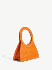 SHEIN SXY 女士，女式手提包，斜挎包，橙色，蛇纹PU，动物印花，圆形手柄，时尚，优雅，简约，个性化，多功能，经典，适合通勤，办公室，约会，日常，购物，下午茶，鸡尾酒会，派对，舞会，俱乐部，约会，生日，晚会，约会之夜