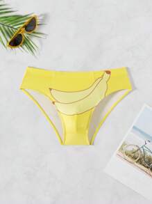 Surfspeed Plus Size Men's Banana Print Beach Swim Briefs, Hawaiian - Yellow - View 1