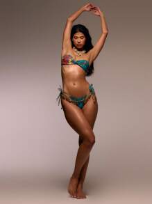 Musera Resort 侧边系带流苏印花比基尼泳裤，适合春季、夏季、伊比沙岛、假日、可爱、节日、度假沙滩装、海滩、波西米亚风鸡尾酒。 - 彩色 - 查看 5