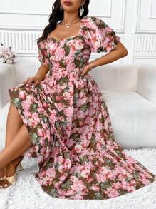 FNKDOR Abito estivo da donna, lungo, con cintura paffuta, semplice, in lino, maxi abito per il tempo libero, verde, L