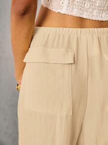 Poéselle Women Solid Color Casual Pants, Suitable For Summer - Camel - View 6