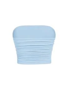 SHEIN Top sin tirantes de tubo elástico ajustado con fruncidos minimalista y cómodo para niña preadolescente