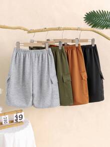 4pcs Tween BoysElastic Waist Letter Graphic Loose Fit Basic Mid-Length Shorts, Suitable For Summer Sports & Casual Wear, Great For Outdoor Activities - Multicolor - View 2