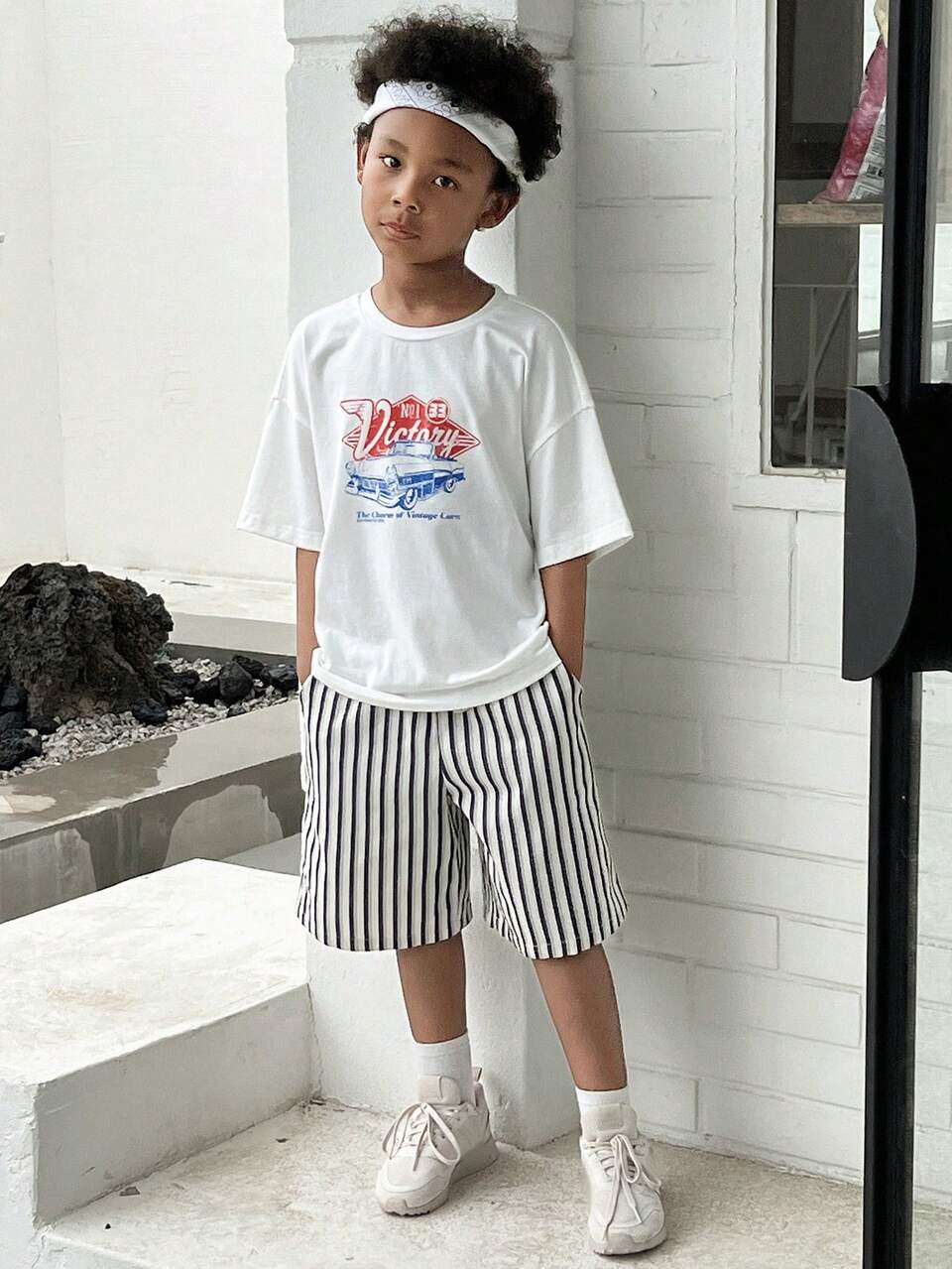 Tween Boys Round Neck Print Short Sleeve T-Shirt, Summer,Back To School Clothes