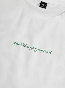 AXEPEAK T-shirt casual tricoté col rond pour hommes avec imprimé slogan, inspiré de l'été et du streetwear