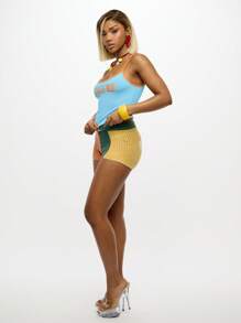 SUMWON WOMEN Top sin mangas de estilo retro con estampado gráfico y texto de declaración, de estética Y2K casual para festivales de verano