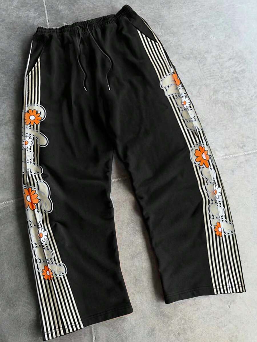 Manfinity EMRG Printed Casual Sweatpants For Men - Black - View 1