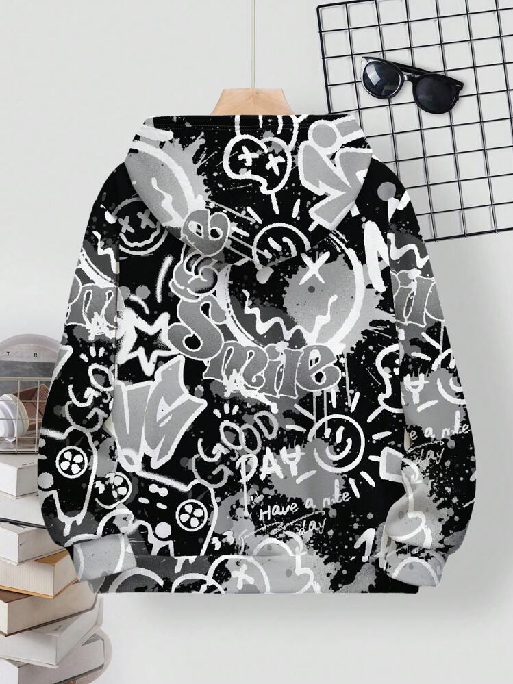 SHEIN Tween Boy Casual Loose Fit Comfortable Long Sleeve Sweatshirt,In Fall/Winter - Multicolor - View 2