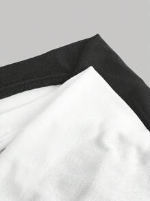 SHEIN MOD 2件組深V領露背金屬裝飾黑白細肩帶背心 - 黑與白 - 查看 3