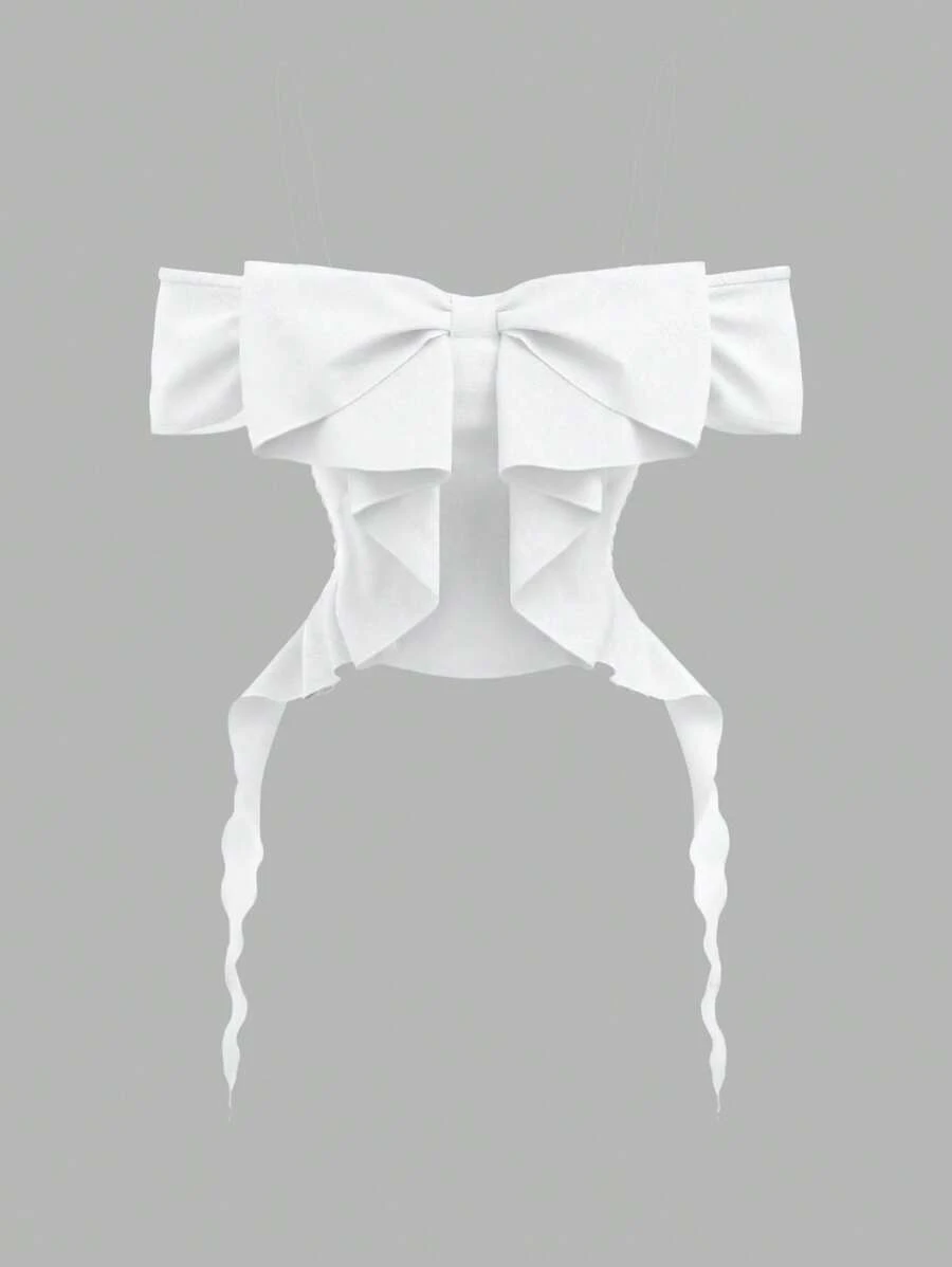 SHEIN MOD 蝴蝶袖蝴蝶结设计迷人上衣